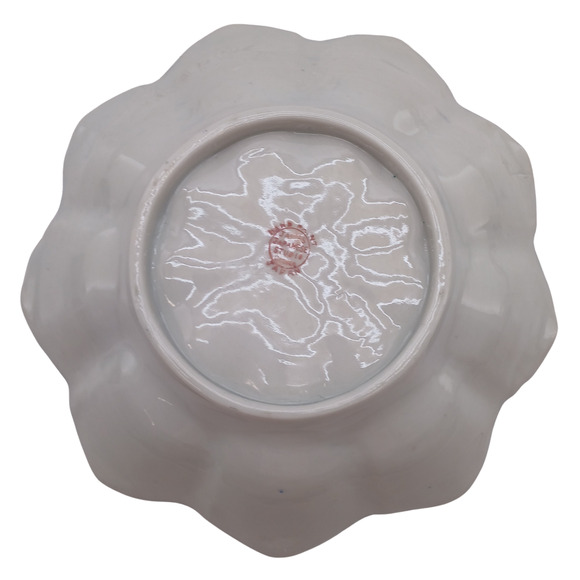 VTG Hand Painted Porcelain Scalloped Dish Blue Floral Gold Trim Japan Plate Bowl - Picture 3 of 6